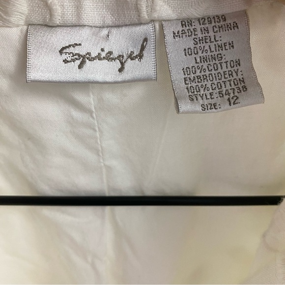 Spiegel Vintage White Embroidered Linen-Blend Blazer - Picture 13 of 14